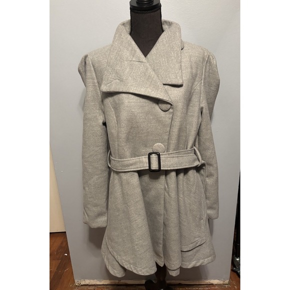 Wantdo Classy Women's Sz M Wrap Swing Coat with Belt and Skirted Hem - Picture 2 of 16